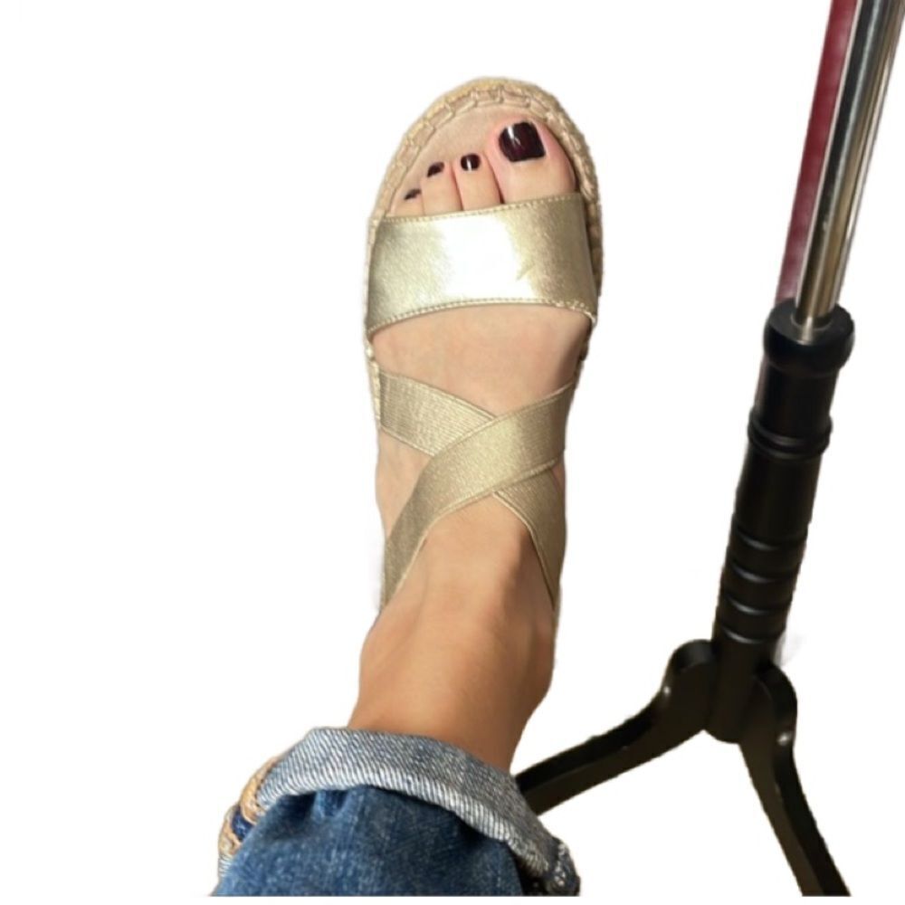 Nine West Gold “Boardwalk” Platform Espadrille Strappy Sandals (Size: 6)